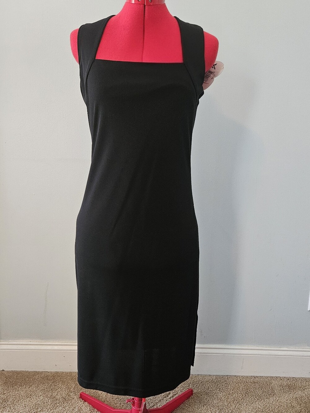 Chic Black Sleeveless Dress with Open Back Tie Detail